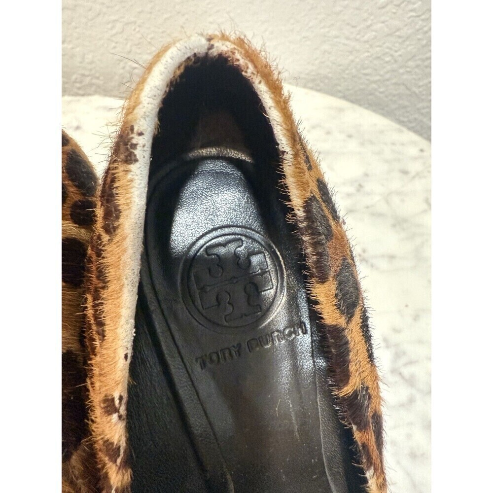 Tory Burch Calf Leather Sally Wedge Leopard Print Round Toe Heel Sz 6 Maybe - Picture 12 of 12